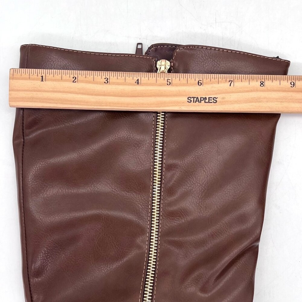 Justfab Leyla WC Tall Moto Boots Womens Size 8.5 Brown Faux Leather New With Box - Picture 8 of 14